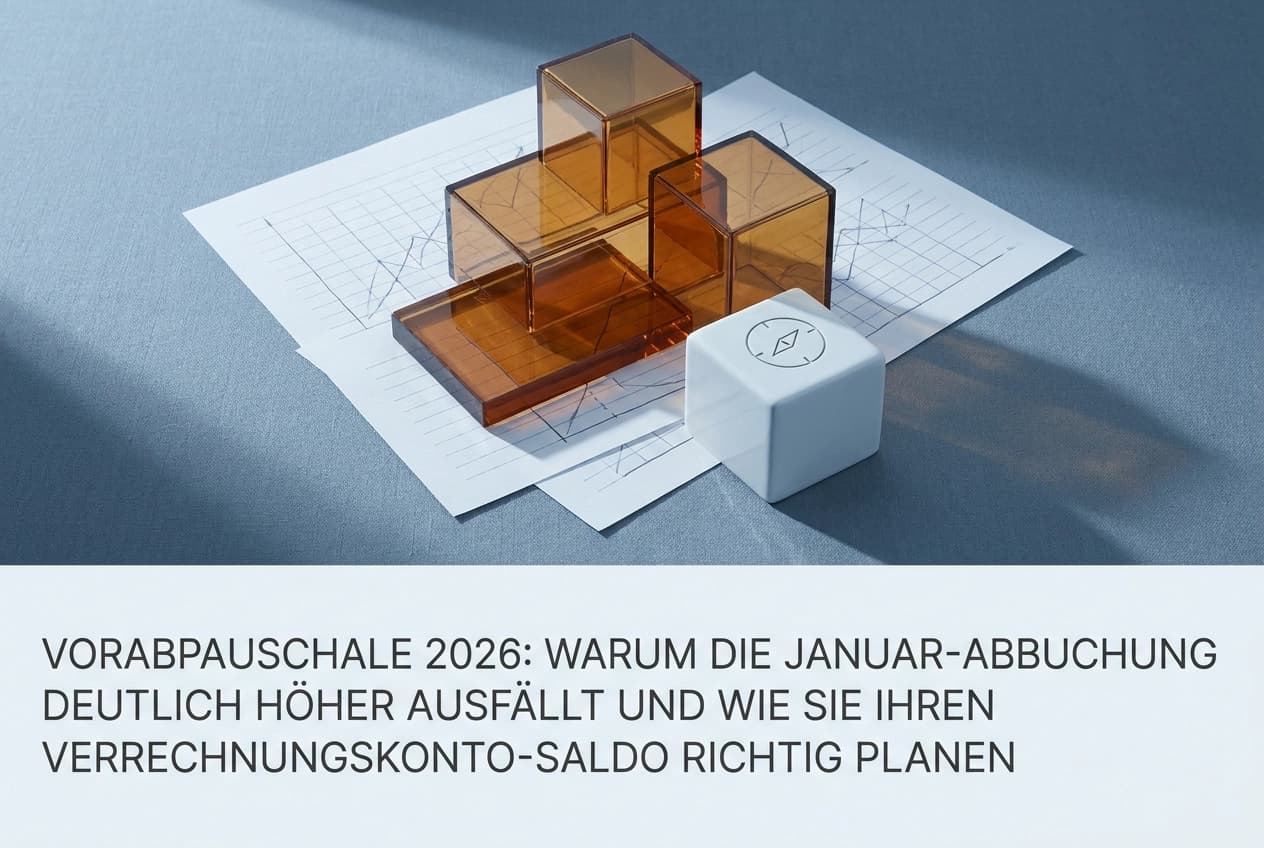 Professional header image for educational tutorial: Vorabpauschale 2026: Warum die Januar-Abbuchung deutlich ...