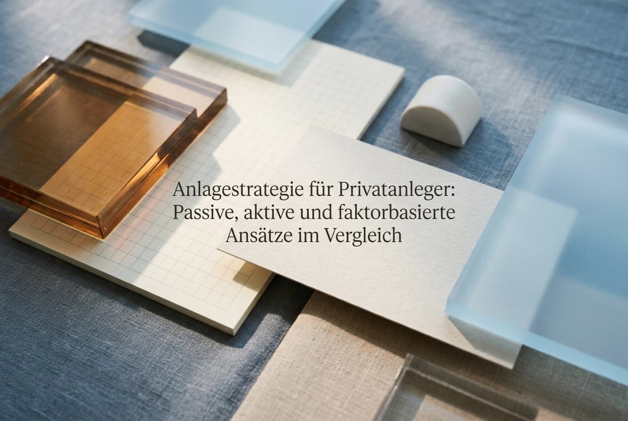 Professional header image for comparison analysis: Anlagestrategie für Privatanleger: Passive, aktive und fa...